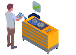 Isometric illustration of quality testing equipment