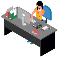 Isometric illustration of a person working on a quotation