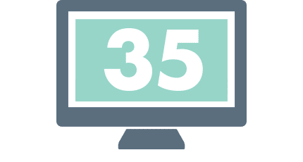 An illustration of a computer monitor with the number 35, representing Over 35 years electronics engineering and 30 years mechanical engineering experience​